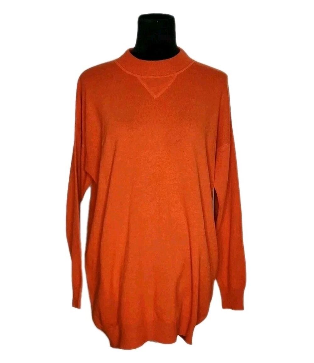 Erika Cavallini Orange Oversized Wool Cashmere Blend Sweater Size Small Euc